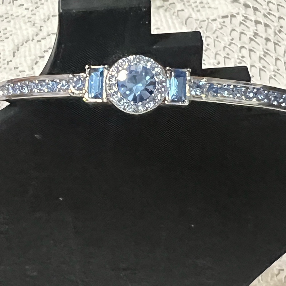 Givenchy NWT Blue Crystal & Pave Hinged Bangle Bracelet 9"